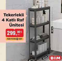 TEKERLEKLİ 4 KATLI RAF ÜNİTESİ 18X54X120 CM TEKERLEKLİ 4 KATLI RAF ÜNİTESİ 18X54X120 CM